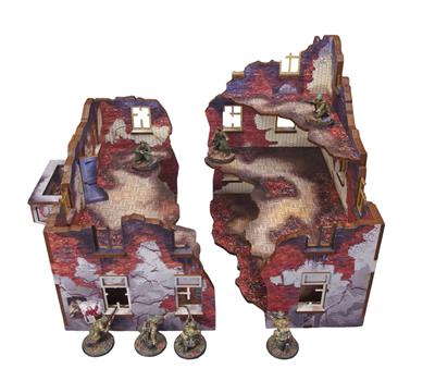 WW2 Ostfront Stalingrad Lägenhetsblock Front (med 3:e våning) (1) FÖRBEARBETAD [28mm/1:56]