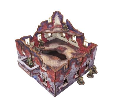 WW2 Eastern Front Stalingrad Apartment Block Back (with balcony) (1) PRE-PAINTED [28mm/1:56]