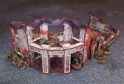 WW2 Eastern Front Stalingrad Univermag Front (with balcony) (2) PRE-PAINTED [28mm/1:56]