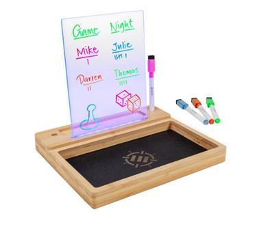 ENHANCE LED Skrivtavla och Tärningsbricka för Spel med Set om 4 Färgpennor