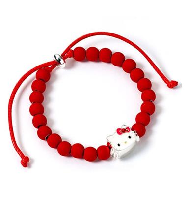 Röd Pärlarmband med Charm - Hello Kitty
