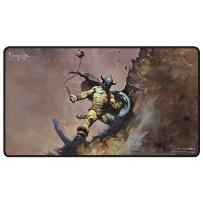 UP - Frank Frazetta - "Krigare med kula och kedja" Svart sydd spelmatta