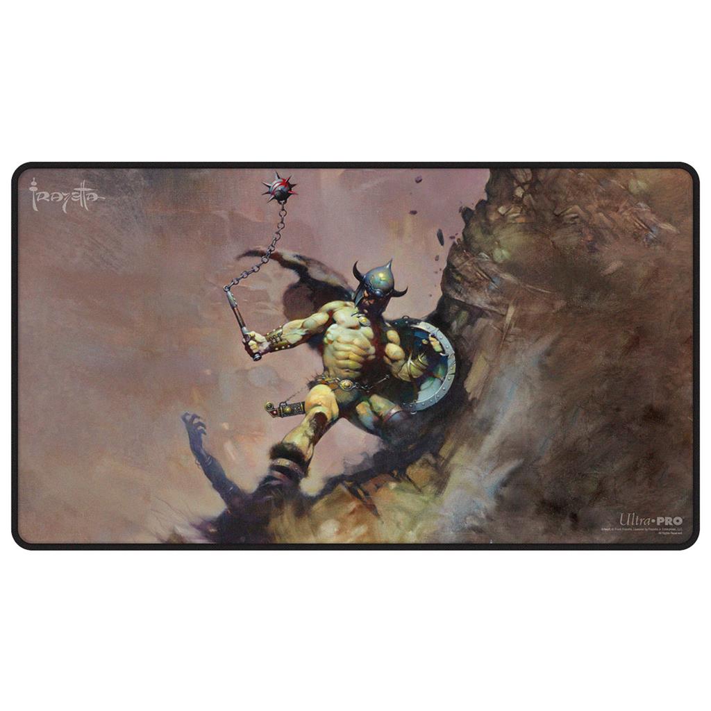 UP - Frank Frazetta - "Krigare med kula och kedja" Svart sydd spelmatta