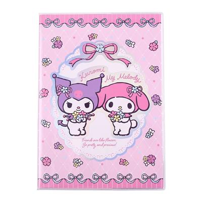 Kuromi & My Melody - Holografiskt Anteckningsblock med Mjuk Omslag - Pastellblommor - A5 - Rutmönstrat