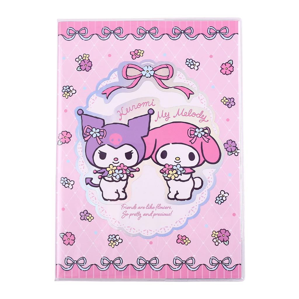 Kuromi & My Melody - Holografiskt Anteckningsblock med Mjuk Omslag - Pastellblommor - A5 - Rutmönstrat