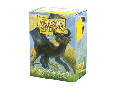 Dragon Shield Sleeves - Standardstorlek - Matt Dual - Gul & Silver (100 Sleeves)