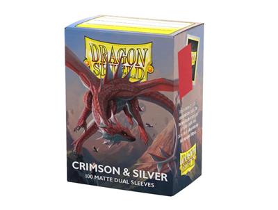 Dragon Shield Sleeves - Standard storlek - Matt Dual - Karmosinröd & Silver (100 Sleeves)