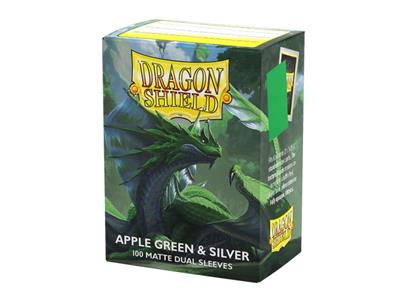 Dragon Shield Sleeves - Standardstorlek - Matt Dual - Äpplegrön & Silver (100 Sleeves)