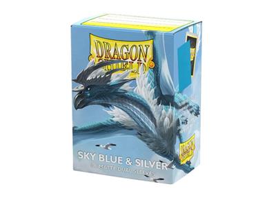 Dragon Shield Sleeves - Standardstorlek - Matt Dual - Himlablå & Silver (100 Sleeves)