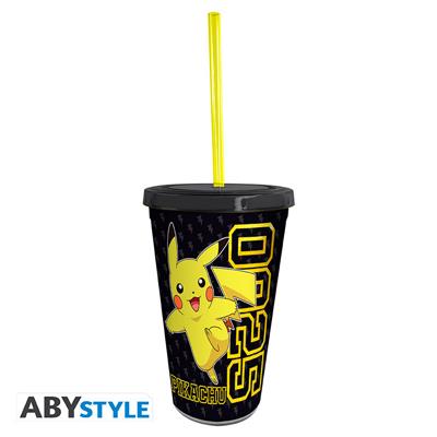 POKEMON - Mugs with Straw - 470ml - Pikachu Collage