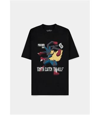 Pokémon - Mega Lucario Gotta Catch Em All - Herr T-shirt med Lös Passform och Korta Ärmar