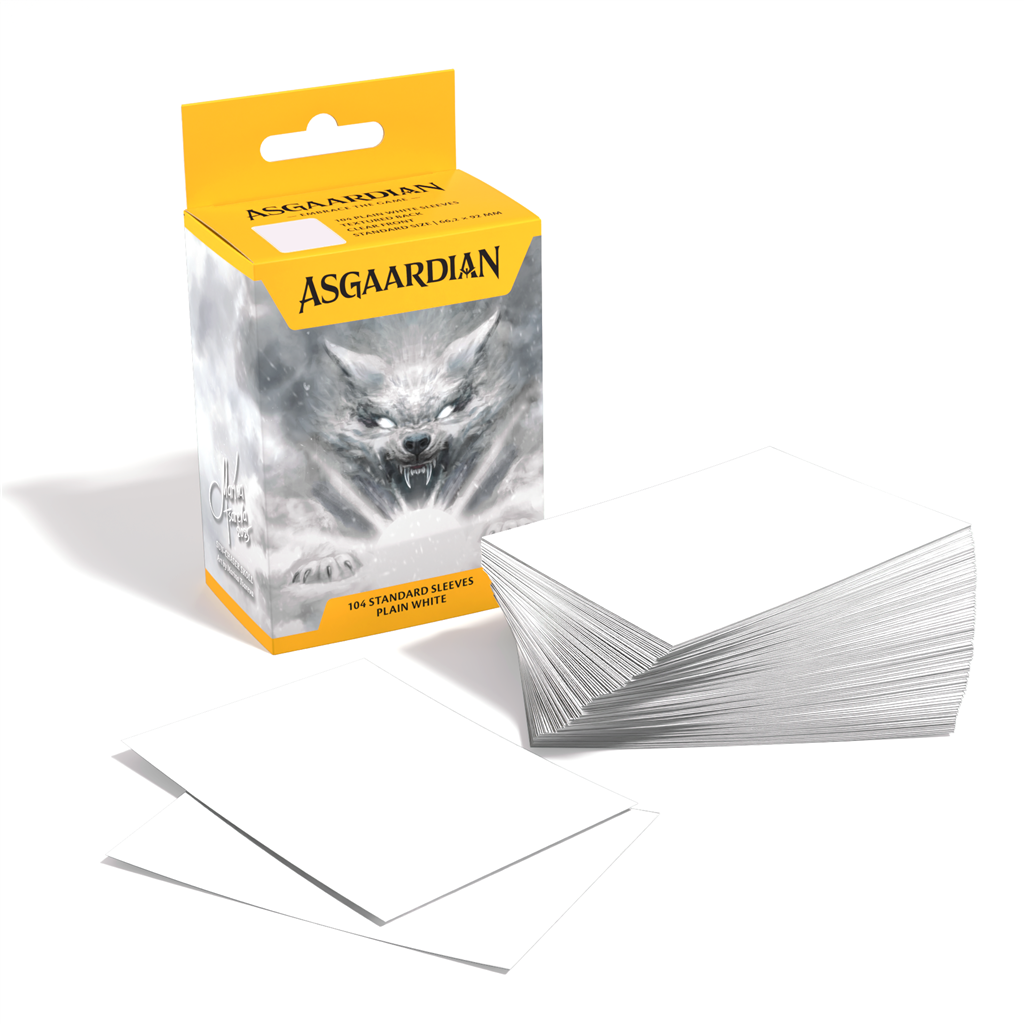 Asgaardian Sleeves – Enfärgade vita standardkortsfodral i perfekt storlek