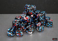 Brush Dark Side blå 12 mm d6-tärningar, set med 36 stycken i Dice Block-förpackning