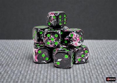 Brush Paintball™ gröna 16 mm sexsidiga tärningar d6, 12-pack
