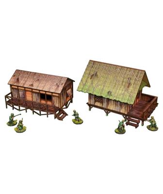 WW2 Huts in the Pacific Jungle (2) PRE-PAINTED [28mm/1:56]