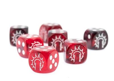 Conquest - First Blood Logo on Dark Red/Black Marbled Dice - 24 per pack