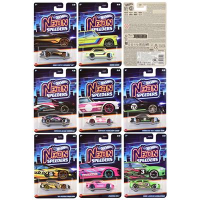 Hot Wheels - Neon Speeders (CDU med 10 stycken – Sortiment kan variera)