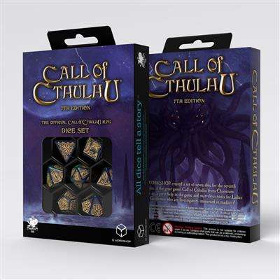 Call of Cthulhu 7:e utgåvan – tärningsset i blågrönt och guld