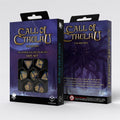 Call of Cthulhu 7:e utgåvan – tärningsset i blågrönt och guld