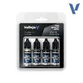 Vallejo True Metallic Metal Obsidian Black Paint Set (4)