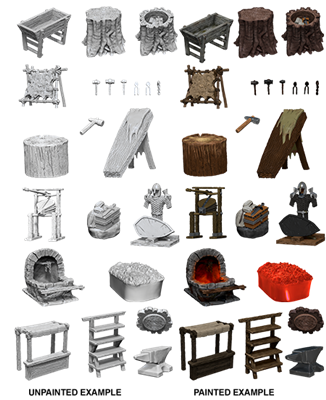 Wizkids Deep Cuts Omålade Miniatyrer: Bybor & Tillbehör