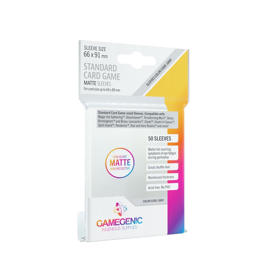 Gamegenic - MATTE Standard Kortspelsskydd 66 x 91 mm - Klar (50 Sleeves) Gamegenic