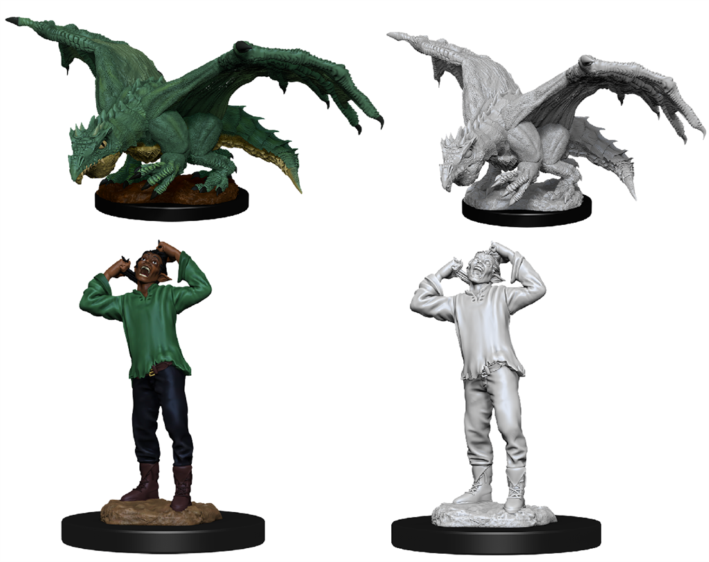 D&D Nolzur’s Marvelous Miniatures: Grön Drak Wyrmling & Drabbad Elf WizKids/NECA