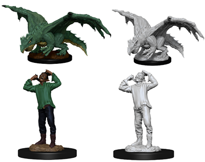 D&D Nolzur’s Marvelous Miniatures: Grön Drak Wyrmling & Drabbad Elf WizKids/NECA
