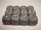 Chessex Opaque 16mm d6 Dice Blocks - Dark Grey w/Copper (12 Dice) Chessex