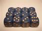 Chessex Opaque 16mm d6 Dice Blocks (12 Dice) - Dusty Blue w/Gold Chessex