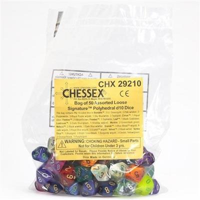 Chessex 50-pack Tärningar - Poly. d10 Dice Chessex