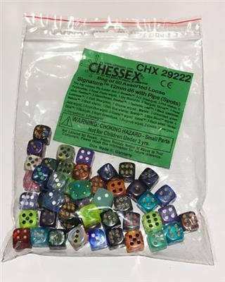 Chessex Signature 50-pack av 12mm d6 Tärningar med Pips Chessex