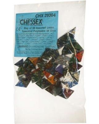 Chessex Speckled Påsar med 50 Assorterade Tärningar - Lösa Specklade Polyhedral d4 Tärningar Chessex