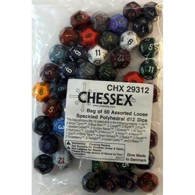 Chessex Speckled Polyhedral d12 Tärningar - 50 Assorterade Chessex