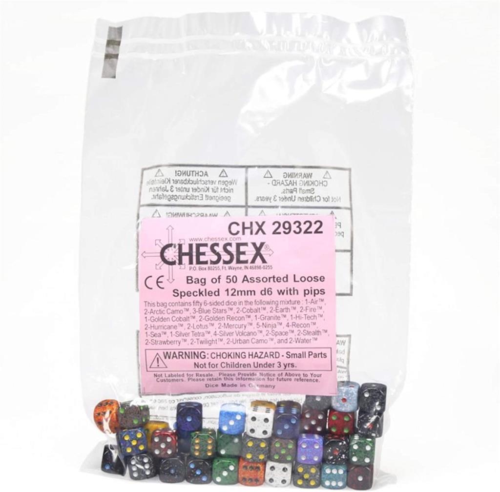 Chessex Speckled 50-pack Speltärningar - 12mm d6 Chessex