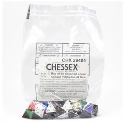 Chessex Opaque Påsar med 50 Assorterade Tärningar - Löst Opaque Polyhedral d4 Tärningar Chessex