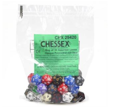 Chessex Opaque 50-pack Polyhedral d20 Tärningar Chessex
