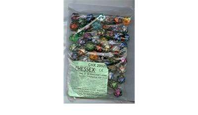 Chessex Gemini Påsar med 50 Asst. Tärningar - Loose Gemini Poly d20 Tärningar Chessex