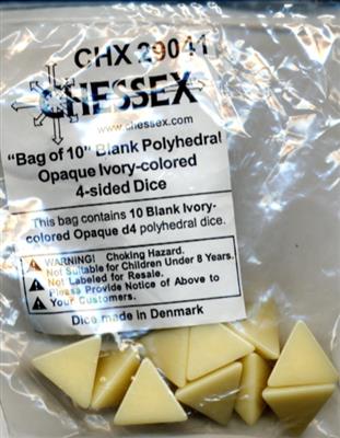 Chessex Opaque Polyhedral Bag med 10 Blank 4-sidiga Tärningar Chessex