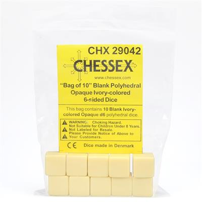Chessex Opaque Polyhedral Bag med 10 Blanka 6-sidiga Tärningar Chessex