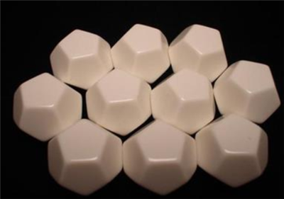 Chessex Opaque Polyhedral Bag of 10 Blank 12-Sided Dice Chessex