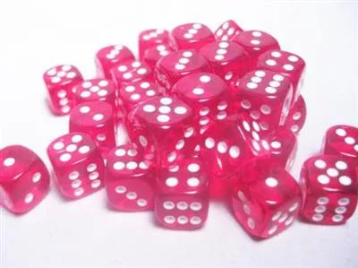 Chessex Translucent 12mm d6 with Pips Dice Blocks - Röd Chessex