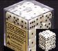 Chessex Opaque 12mm d6 Tärningar Block (36 Tärningar) - Elfenben m/svarta prickar Chessex
