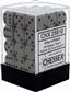 Chessex Opaque 12mm d6 med pips Dice Blocks (36 Dice) - Grå med svart Chessex