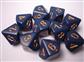 Chessex Opaque Polyhedral Tärningsset d10 - Dusty Blue/Guld Chessex