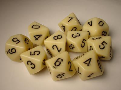 Chessex Opaque Polyhedral Tärningsset - Ivory/Black Chessex