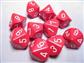 Chessex Opaque Polyhedral Tio D10 Set - Röd/Vit Chessex