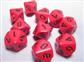 Chessex Opaque Polyhedral Tärningsset d10 - Röd/Svart Chessex