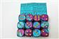 Chessex Gemini 16mm d6 med pips Tärningsblock (12 Tärningar) - Lila-Turkos med Guld Chessex