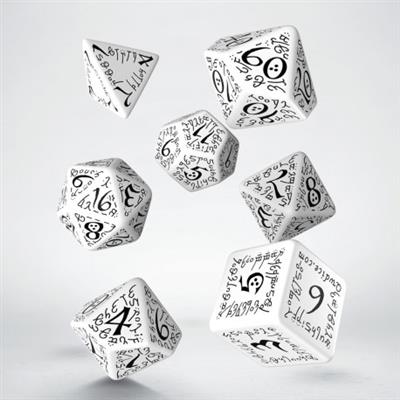 Elvish Dice Set i Vitt och Svart (7) Q-Workshop